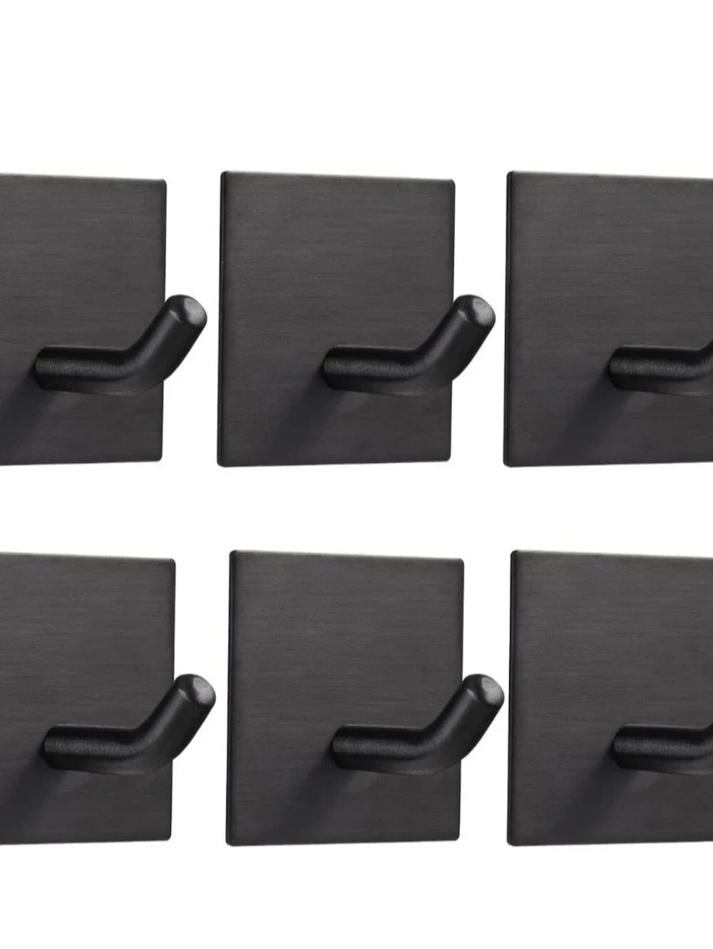 Matte Black Stainless Steel Square Wall Hooks - Set of 6